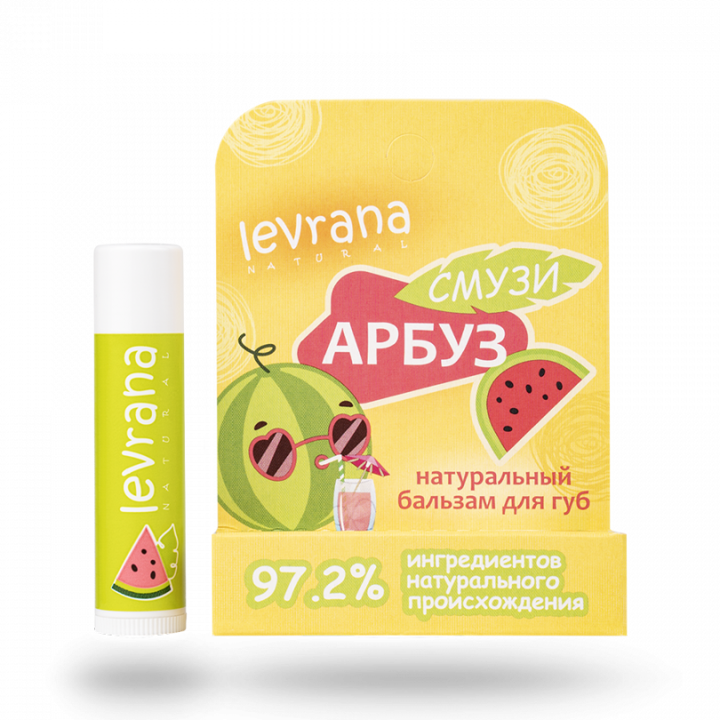 Детский бальзам для губ с пчелинным воском "Смузи Арбуз" Levrana
